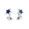 Sterling Silver Blue Enamel Star Cufflinks