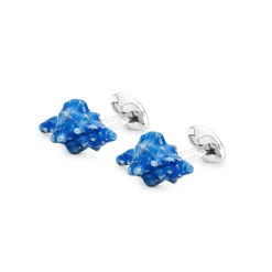 Sterling Silver Blue Enamel Seashell Cufflinks