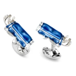 Sterling Silver Blue Golf Bag Cufflinks