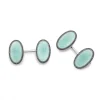 Sterling Silver Blue Oval Vitreous Enamel Vintage Cufflinks