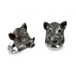 Sterling Silver Boar Cufflinks