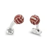Sterling Silver Brown Enamel Football Cufflinks