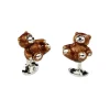 Sterling Silver Brown Enamel Teddy Bear Cufflinks