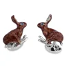 Sterling Silver Brown Hare Cufflinks with Sapphire Eyes