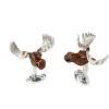 Sterling Silver Brown Moose Head Cufflinks