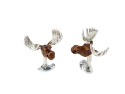 Sterling Silver Brown Moose Head Cufflinks