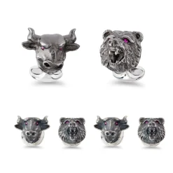 Sterling Silver Bull & Bear Dress Set