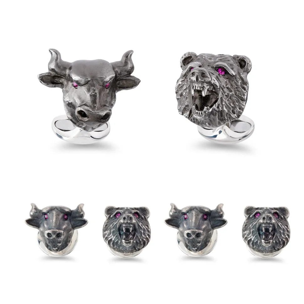 Sterling Silver Bull & Bear Dress Set
