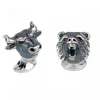 Sterling Silver Bull & Bear Cufflinks with Ruby Eyes