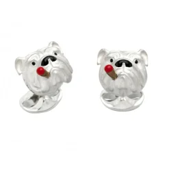 Sterling Silver Bulldog with Cigar Cufflinks