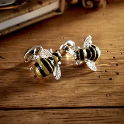 Sterling Silver Bumble Bee Cufflinks
