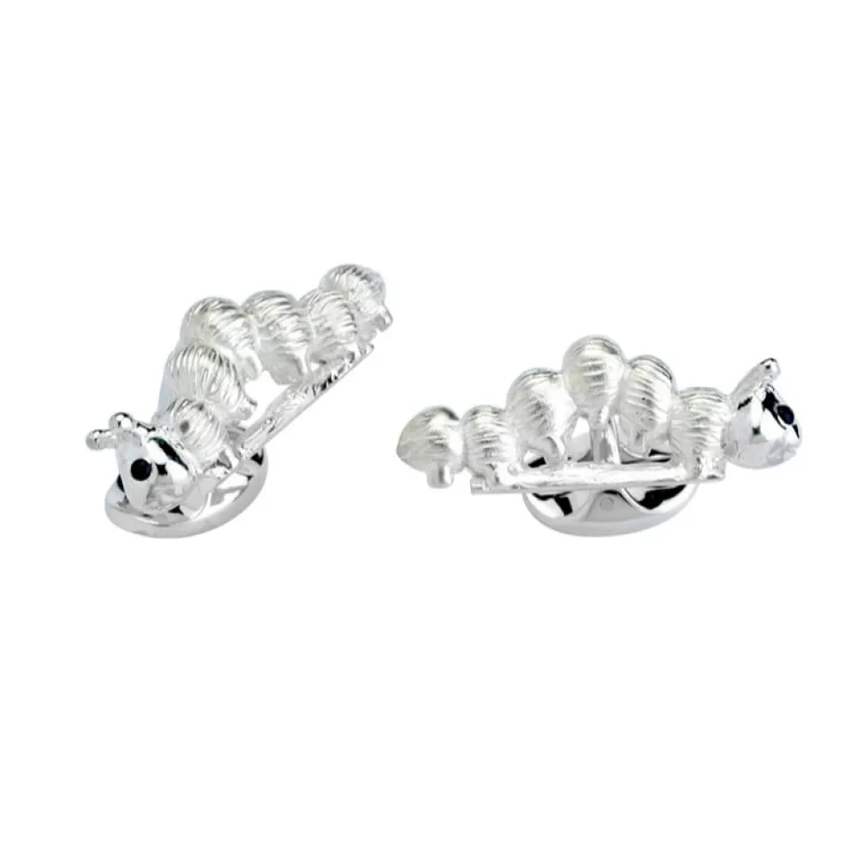 Sterling Silver Caterpillar Cufflinks
