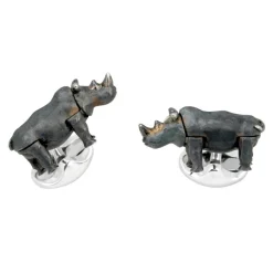 Sterling Silver Charging Rhino Cufflinks