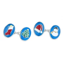 Sterling Silver Christmas Enamelled Cufflinks
