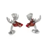 Sterling Silver Christmas Moose Cufflinks with Red Noses