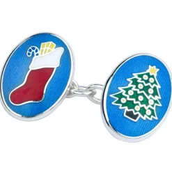 Sterling Silver Christmas Enamelled Cufflinks