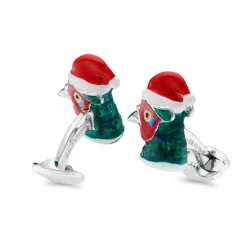 Sterling Silver Christmas Pheasant Cufflinks