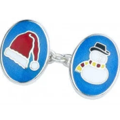 Sterling Silver Christmas Enamelled Cufflinks