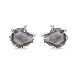 Sterling Silver Claw Cufflinks with Geode Centre
