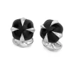Sterling Silver Claw Cufflinks with Black Enamel Centre