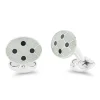 Sterling Silver Clear Enamel Cufflinks With Black Enamel Dot Design