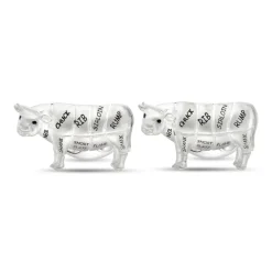 Sterling Silver Cow with Cuts of Meat Cufflinks