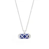 Sterling Silver Criss Cross Bar Enamel Royal Pendant
