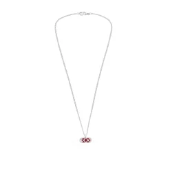 Sterling Silver Criss Cross Bar Enamel Red Pendant