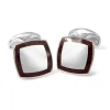 Sterling Silver Cufflinks with Red Enamel Border