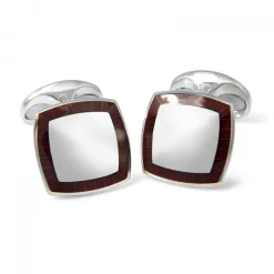 Sterling Silver Cufflinks with Red Enamel Border