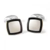 Sterling Silver Cufflinks with Black Enamel Border