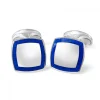Sterling Silver Cufflinks With Blue Enamel Border