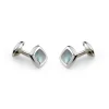 Sterling Silver Cushion Cufflinks with Grey Mother-of-Pearl Inlay