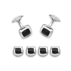 Sterling Silver Cushion Onyx Dress Set