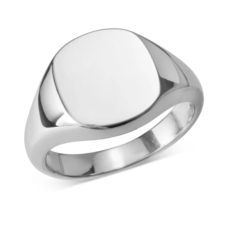 Sterling Silver Cushion Signet Ring (14x13mm)