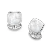 Sterling Silver Cushion Shape Cufflinks With Round Mother-of-Pearl Inl
