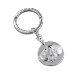 Sterling Silver Dachshund Keyring With Sapphire Eyes