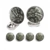 Sterling Silver Dark Grey Haze Enamel Dress Stud Set