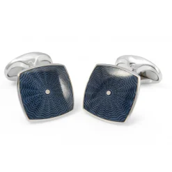 Sterling Silver Deep Blue Enamel Cufflinks