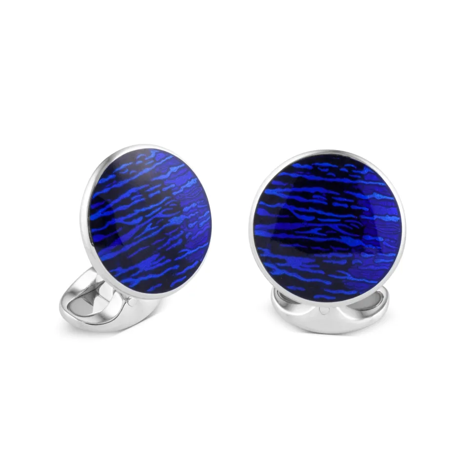 Sterling Silver Deep Blue And Black Cufflinks