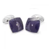 Sterling Silver Deep Purple Enamel Cufflinks