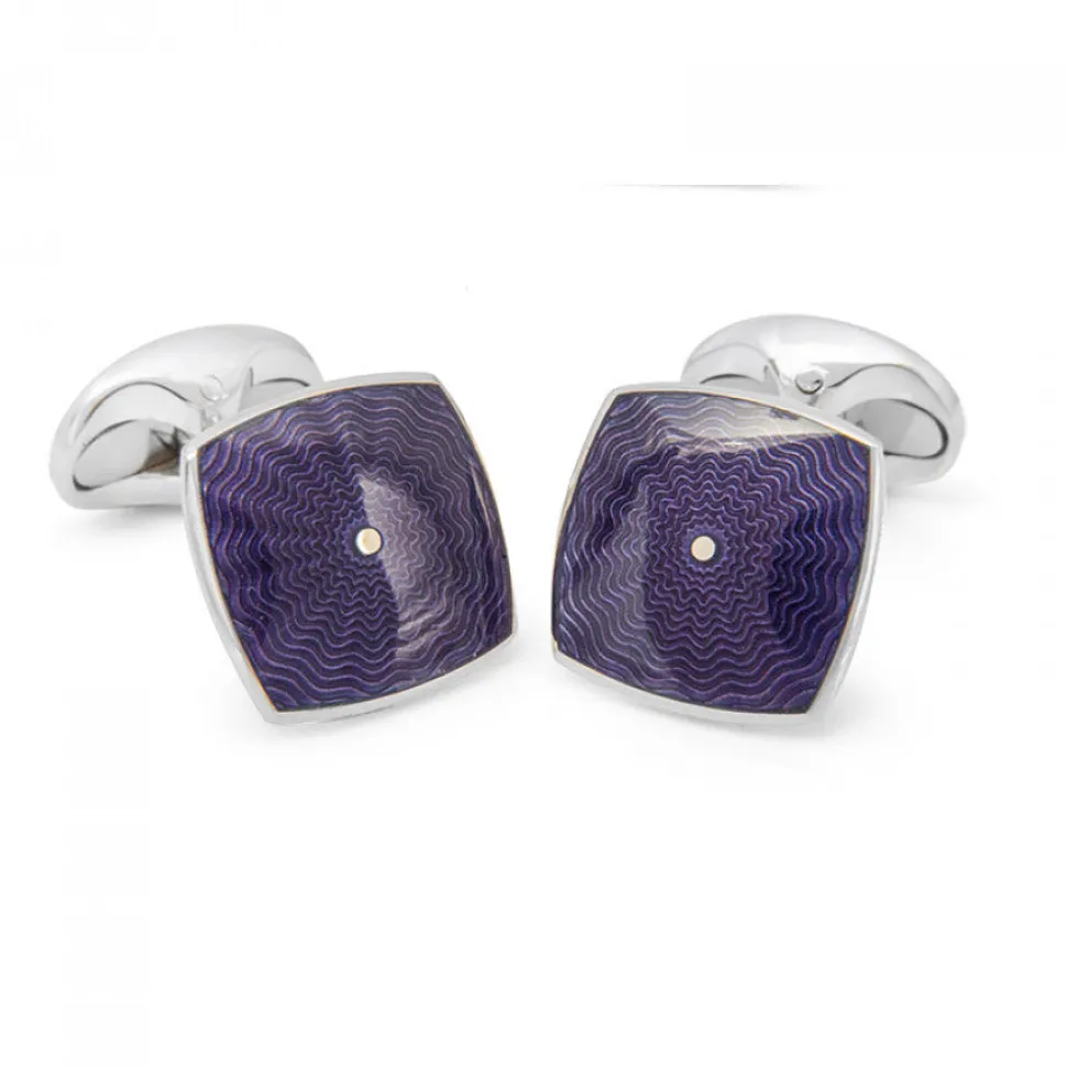 Sterling Silver Deep Purple Enamel Cufflinks