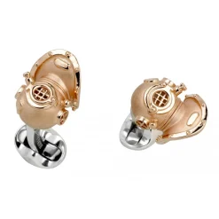 Sterling Silver Diving Helmet Cufflinks- Rose Gold Finish