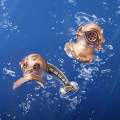 Sterling Silver Diving Helmet Cufflinks- Rose Gold Finish