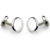 Sterling Silver Domed Oval Springback Cufflinks