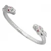 Sterling Silver Dragon Bangle With Ruby Eyes