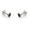Sterling Silver Dumbbell Cufflinks With Onyx Inlay Ends