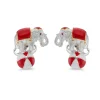 Sterling Silver Elephant On A Ball Cufflinks - Red