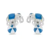 Sterling Silver Elephant On A Ball Cufflinks - Blue