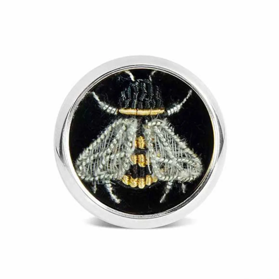 Sterling Silver Embroidered Bee Lapel Pin